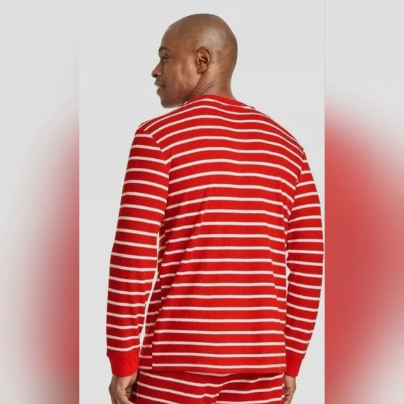 Target Wonder Shop XXL Mix & Match Men's Sleep Top Red Stripe Waffle Knit NWT - Picture 2 of 4